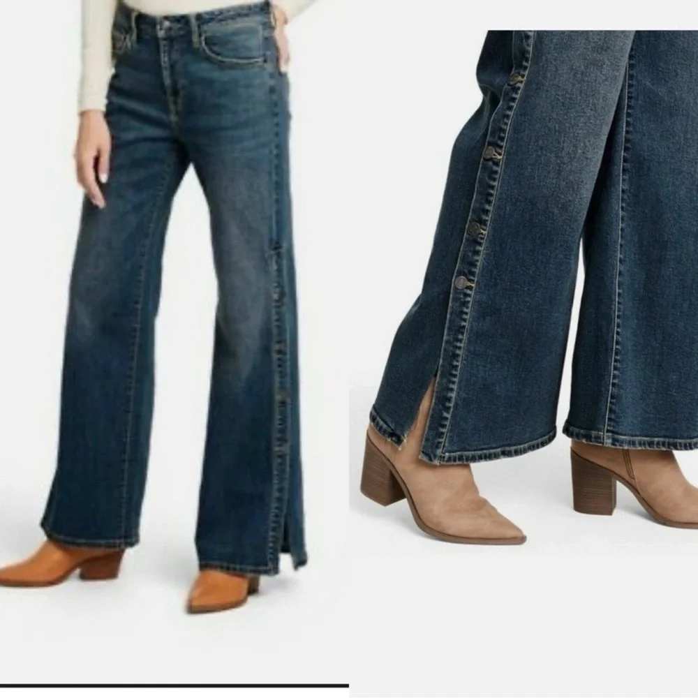 Nili Lotan X Target Wide Leg Jeans Women’s Size 12 Snap Button Sides C